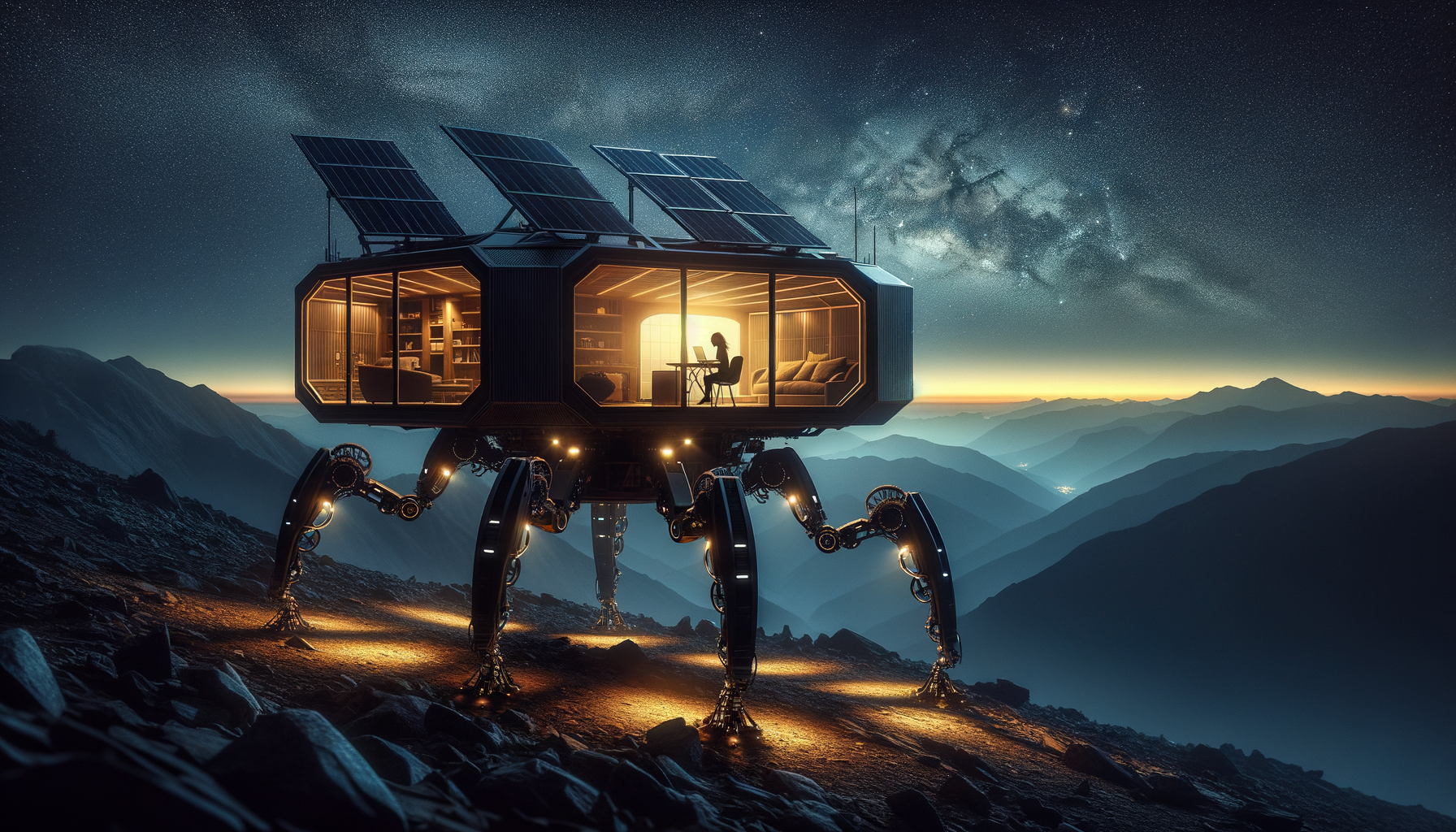 ROAM parked on mountain ridge at night